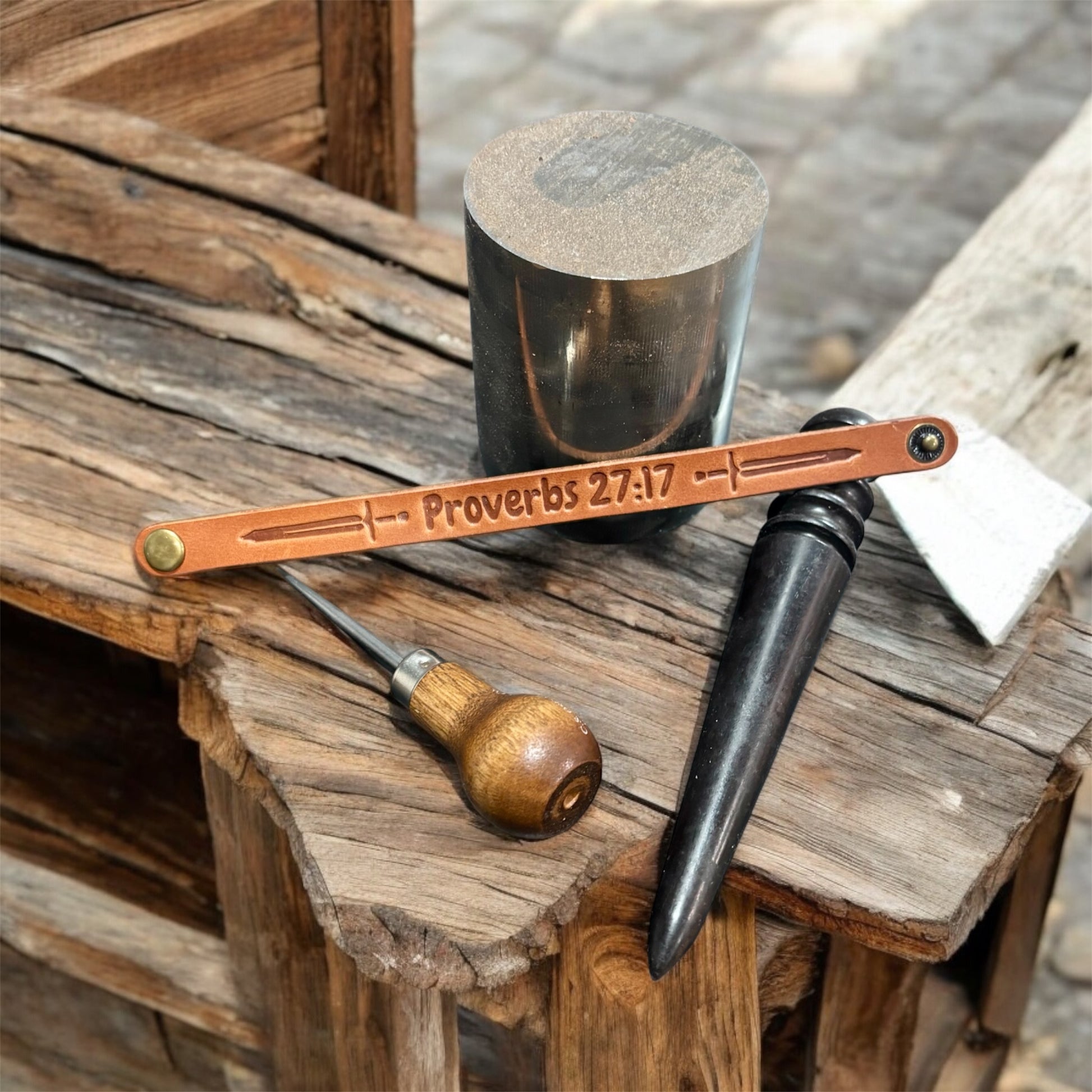 Stamped Proverbs 27:17 Bracelet